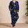 Midnight Navy Butterfly Motif for Cozy Lounging, Relaxed Bedtime, and Whimsical Styling Satin Pajamas Set - 4