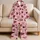 Burgundy Heart Blush Pink Cozy Bedtime Lounge Gift For Romantic Home Relaxation Satin Pajamas Set - 5