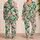Coral Flamingo Tropical Leaves Botanical Motif Summer Vacation Lounge Gift For Women Satin Pajamas Set - 2