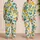 Lemon Citrus Fruit and Leaf Motifs for Cozy Home Lounging, Women's Stretch Comfort Satin Pajamas Set - 2