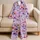 Coral Lavender Botanical Blooms for Cozy Spring Lounging, Relaxing, and Gift Giving Satin Pajamas Set - 5
