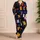 Colorful Cat Faces on Midnight Navy Lounge Apparel for Cat Lovers and Cozy Nights Satin Pajamas Set - 4