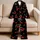Black Cherry Motif Cozy Homewear for Relaxed Evenings and Holiday Gifts for Women Satin Pajamas Set - 5
