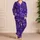 Purple Neon Heart Motifs for Cozy Nights and Romantic Lounging, Plus Size Gift Idea Satin Pajamas Set - 4