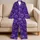 Purple Neon Heart Motifs for Cozy Nights and Romantic Lounging, Plus Size Gift Idea Satin Pajamas Set - 5