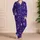 Blue Violet Butterfly Botanical Look for Lounging and Travel, Women's Relaxed Fit Satin Pajamas Set - 4