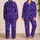 Blue Violet Butterfly Botanical Look for Lounging and Travel, Women's Relaxed Fit Satin Pajamas Set - 2
