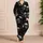 Monochrome Skull Motifs for Halloween Lounging, Gothic Night Style, Women's Plus Size Satin Pajamas Set - 4