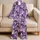 Whimsical Cat Faces On Lavender For Cozy Lounging, Relaxed Weekends And Cat Lovers Satin Pajamas Set - 5