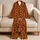 Burnt Orange Leopard Spots for Stylish Lounging, Cozy Nights, and Weekend Getaways Satin Pajamas Set - 5