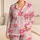 Pink Daisy Gingham Floral Style for Cozy Weekends, Relaxed Lounging, and Gift Giving Satin Pajamas Set - 1