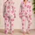 Pink Daisy Gingham Floral Style for Cozy Weekends, Relaxed Lounging, and Gift Giving Satin Pajamas Set - 2