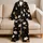 Halloween Ghosts Jack O Lanterns and Bats for Festive Nights, Trick or Treat Fans Satin Pajamas Set - 5