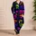 Neon Skull Smoke Look for Halloween Lounging and Gothic Nights, Plus Size Wear Satin Pajamas Set - 4