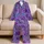 Purple Rose Butterfly Lavender Botanical Lounge Set for Relaxing, Travel, and Gift Giving Satin Pajamas Set - 5