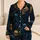 Gothic Skull Motifs Midnight Blue Golden Ochre Dark Aesthetic Lounge Style For Women Satin Pajamas Set - 1