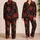 Red Rose Botanical Floral Motifs for Elegant Lounge Style, Women's Everyday Comfort Satin Pajamas Set - 2