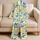 Lemon Slices And Blue Leaves For Sunny Beach Days, Summer Vacation, And Resort Style Satin Pajamas Set - 5