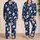 Midnight Navy Ivory Botanical Florals for Cozy Lounging and Relaxed Home Style Wear Satin Pajamas Set - BH5X16JXQ5