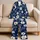 Midnight Navy Ivory Botanical Florals for Cozy Lounging and Relaxed Home Style Wear Satin Pajamas Set - 5