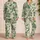 Tropical Green Foliage for Resort Lounging and Everyday Comfort, Women's Botanical Style Satin Pajamas Set - 2