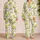 Chartreuse Magnolia Floral Botanical East Asian Style For Relaxed Lounging And Cozy Nights Satin Pajamas Set - 2