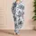Navy Palm Leaf Tropical Foliage Resort Loungewear for Relaxed Beach Getaways and Vacations Satin Pajamas Set - 4