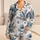 Navy Palm Leaf Tropical Foliage Resort Loungewear for Relaxed Beach Getaways and Vacations Satin Pajamas Set - 1