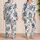 Navy Palm Leaf Tropical Foliage Resort Loungewear for Relaxed Beach Getaways and Vacations Satin Pajamas Set - 2