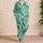 Mint Green Tropical Palm Fronds for Beach Vacations and Resort Lounging, Women, Plus Size Satin Pajamas Set - 4
