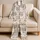 Cute Cat Faces and Paw Icons for Cozy Lounging, Relaxed Home Comfort, Cat Lovers Satin Pajamas Set - 5