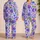 Purple Floral Lavender Botanical Blooms for Relaxed Summer Lounging and Weekend Wear Satin Pajamas Set - 2