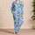 Abstract Botanical Ink Blue Vacation Comfort For Relaxed Summer Getaways, Women Travelers Satin Pajamas Set - 4