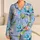 Abstract Botanical Ink Blue Vacation Comfort For Relaxed Summer Getaways, Women Travelers Satin Pajamas Set - 1