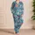 Aqua Floral Paisley Lounge Style For Relaxed Weekends And Cozy Everyday Comfort At Home Satin Pajamas Set - 4