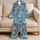 Aqua Floral Paisley Lounge Style For Relaxed Weekends And Cozy Everyday Comfort At Home Satin Pajamas Set - 5