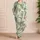 Tropical Botanical Fruit Garden with Teal Pods for Vacation Travel Lounge Style Women Satin Pajamas Set - 4