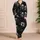 Gothic Skull Smoke Motifs for Dark Lounge Style, Halloween Gifting, and Skull Lovers Satin Pajamas Set - 4