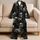 Gothic Skull Smoke Motifs for Dark Lounge Style, Halloween Gifting, and Skull Lovers Satin Pajamas Set - 5