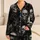 Gothic Skull Smoke Motifs for Dark Lounge Style, Halloween Gifting, and Skull Lovers Satin Pajamas Set - 1