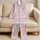 Lavender Bunny Cat Faces Cozy Loungewear for Relaxing at Home and Weekend Travel Satin Pajamas Set - 5