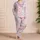 Lavender Bunny Cat Faces Cozy Loungewear for Relaxing at Home and Weekend Travel Satin Pajamas Set - 4