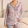 Lavender Bunny Cat Faces Cozy Loungewear for Relaxing at Home and Weekend Travel Satin Pajamas Set - 1