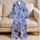 Teal Blue Palm Fronds on Lavender Tropical Beach Vacation Lounge Style for Women Satin Pajamas Set - 5