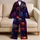 Gothic Skull Roses Halloween Comfort Style for Women, Neon Floral Midnight Look Satin Pajamas Set - 5