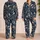 Tropical Monkey Jungle Botanical Night Motif, Resort Lounge Style, Gift for Travelers Satin Pajamas Set - 2
