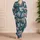 Tropical Botanical Leaves, Vintage Color Block Style for Summer Lounging, Casual Women Satin Pajamas Set - 4