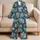 Tropical Botanical Leaves, Vintage Color Block Style for Summer Lounging, Casual Women Satin Pajamas Set - 5