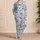 Indigo Botanical Blooms And Fan Leaves For Serene Everyday Gifting And Home Lounging Satin Pajamas Set - 4
