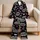 Zebra Lips And Hearts Black Pink Style For Romantic Nightlife Lounging And Gifting Satin Pajamas Set - 5
